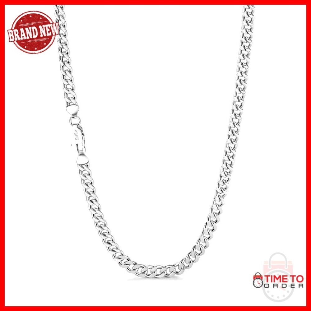 Sterling Silver Cuban Link Chain Necklace 925 Solid 18-30 Inch Unisex